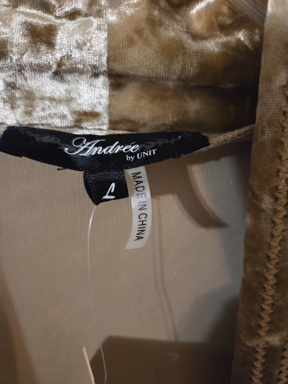 Andree By Unit NWT Velvet Open-Front Drape Cardigan Jacket in Gold - Picture 5 of 5